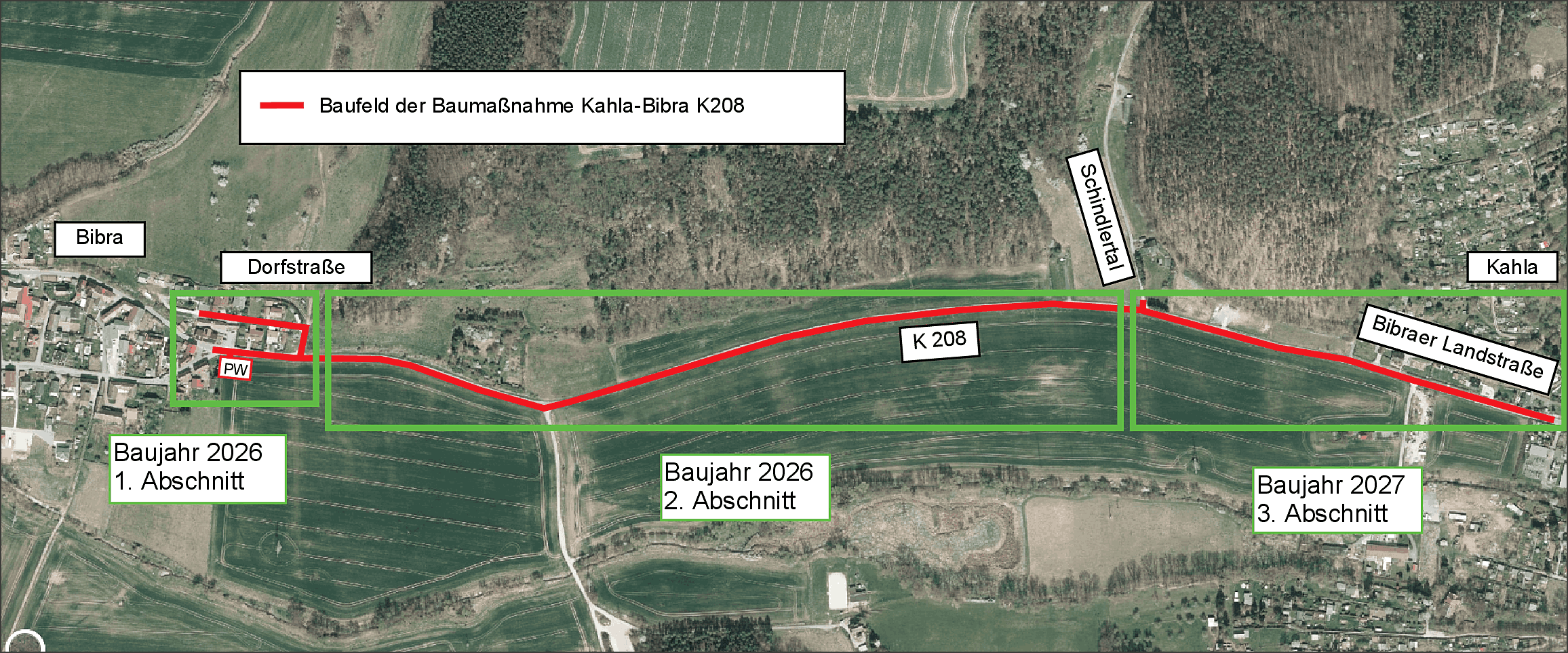 Baubeginn an der K 208 zwischen Kahla und Bibra