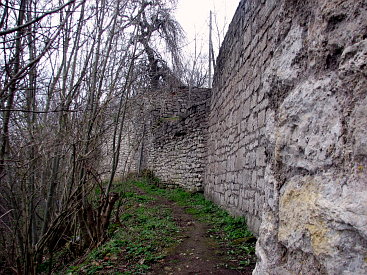 Die Außenmauer der Burg Lohra.