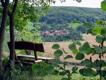 Blick auf Laasan - Ortsteil von Jena.
