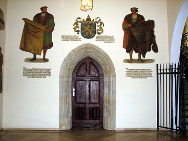 Wandbemalung im Pößnecker Rathaus.
