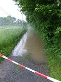 Hochwasser Mai/Juni 2013: Fußweg an der Saalebrücke/beim Sportplatz