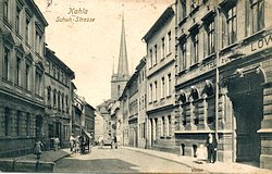 historische Ansichten: Schuhstraße Kahla 1908 (Hotel zum Löwen)
